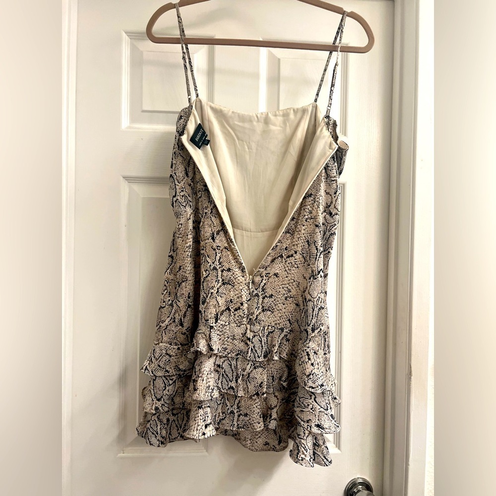 BARDOT snakeskin ruffle mini dress 8 - Picture 4 of 4